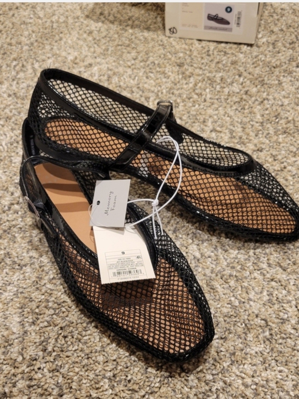 Black Mesh Mary Jane Flats